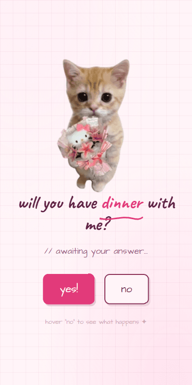 the invite: will you have dinner with me?